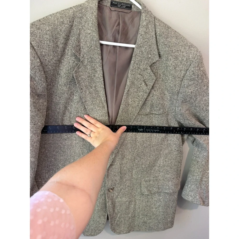 Bert Pulitzer Collectors Edition Mens 100% Silk Tweed Blazer Sport Coat Tan 31L